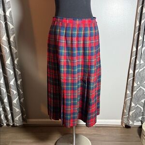 Pendleton Vintage 60s Boyd Tartan Plaid 100% Wool Pleated Kilt Midi Skirt SZ 16